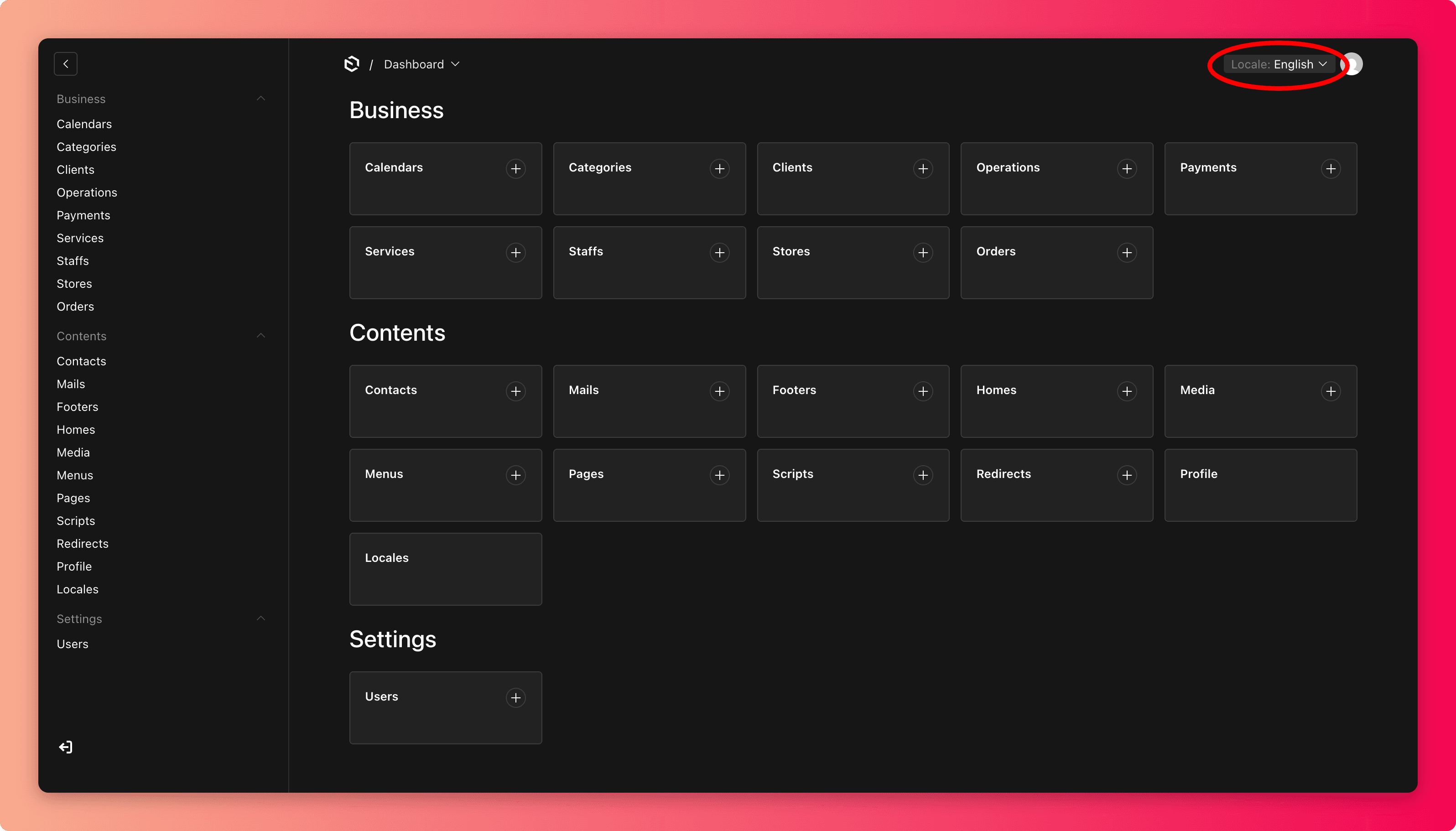 Screenshot of the language switcher on an edit screen